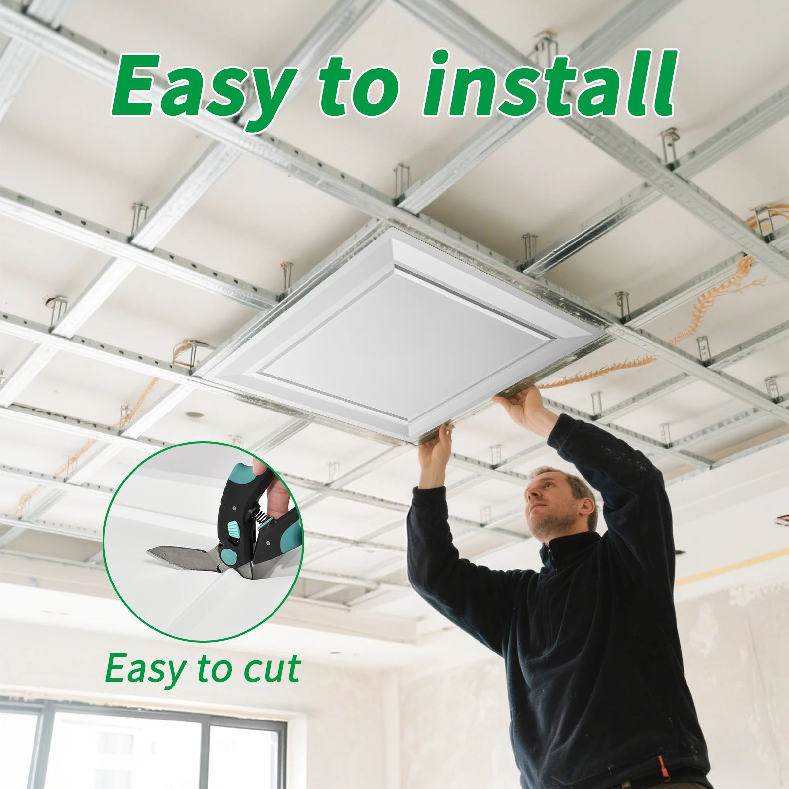 PVC Drop Ceiling Tiles, 24" x 24", Fire Rated And Waterproof, Covers 48 Square Feet