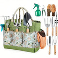 Gardening Tools 9-Piece Heavy Duty Gardening Hand Tools With Fashion And Durable Garden Tools Organizer Handbag, Ideal Gardening Gifts For Women,Rust-Proof Garden Tool Set