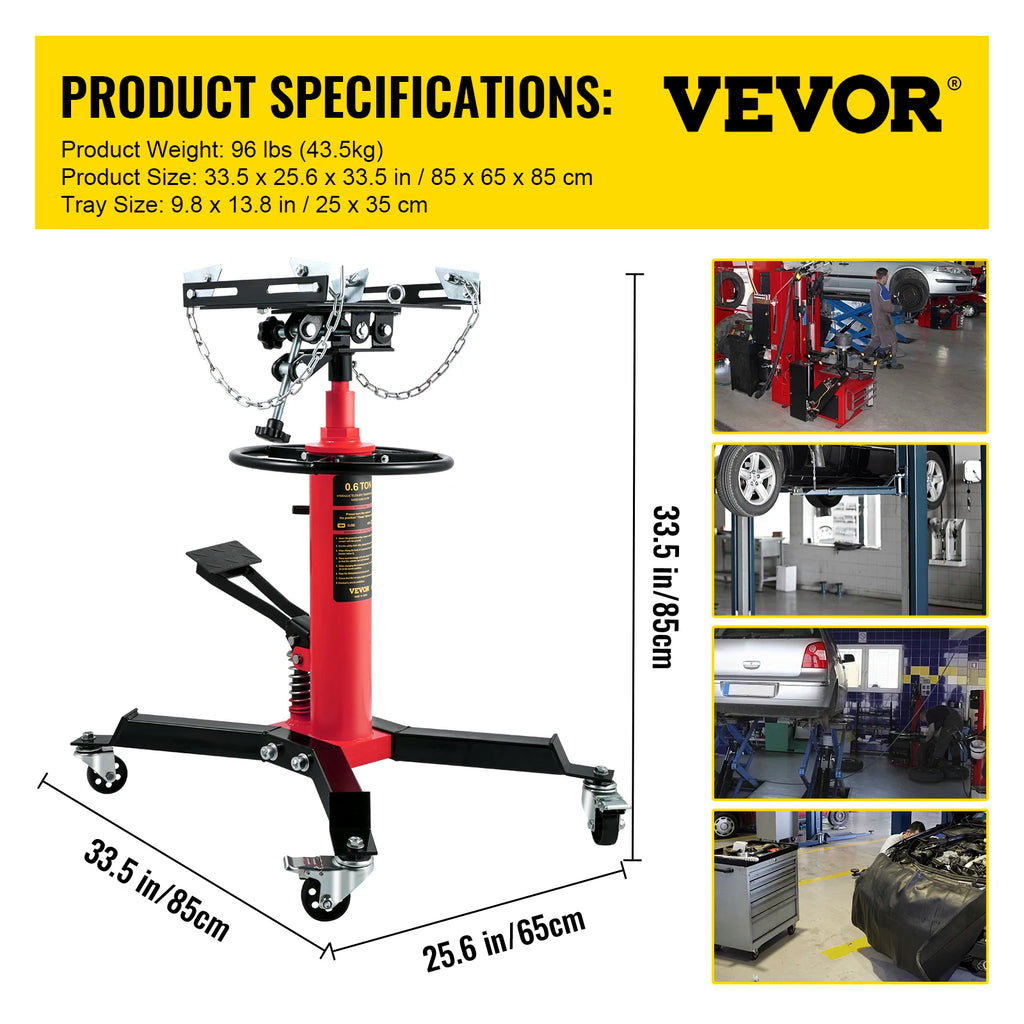 SucceBuy Car Lift Jack Hydraulic Telescopic Transmission Jack Floor Jack Stand with Foot Pedal Swivel Wheel Garage Lift Hoist