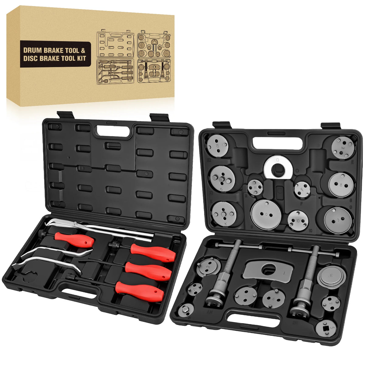 Nilight 8PCS Drum Brake Tool Kit Brake Tool Set with Drum Brake Spring Tool Installer, Remover, Compressor, Retainer, Pliers and Adjustment Spoons Set Brake Tools for Automotive Installer Remover Black