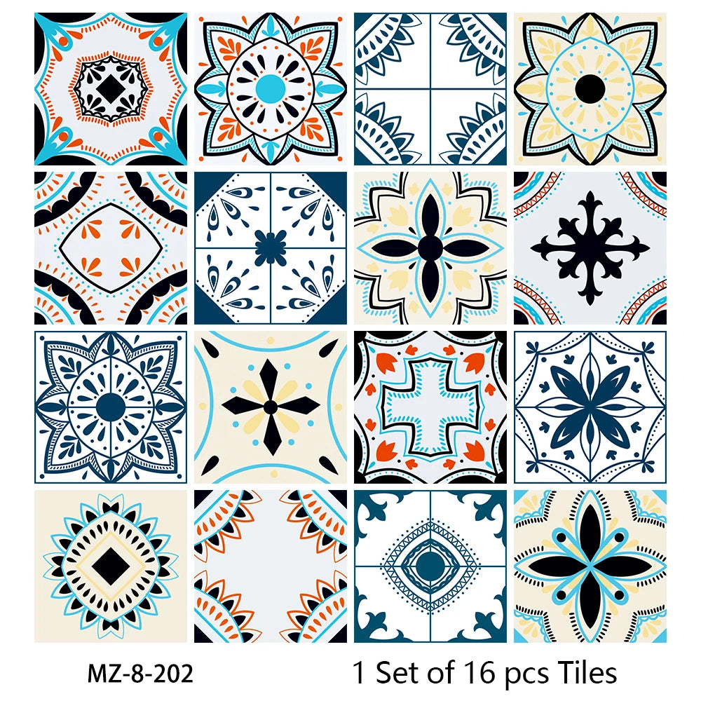 Waterproof Tiles, Peel And Stick, 16 Pieces/Set, PVC