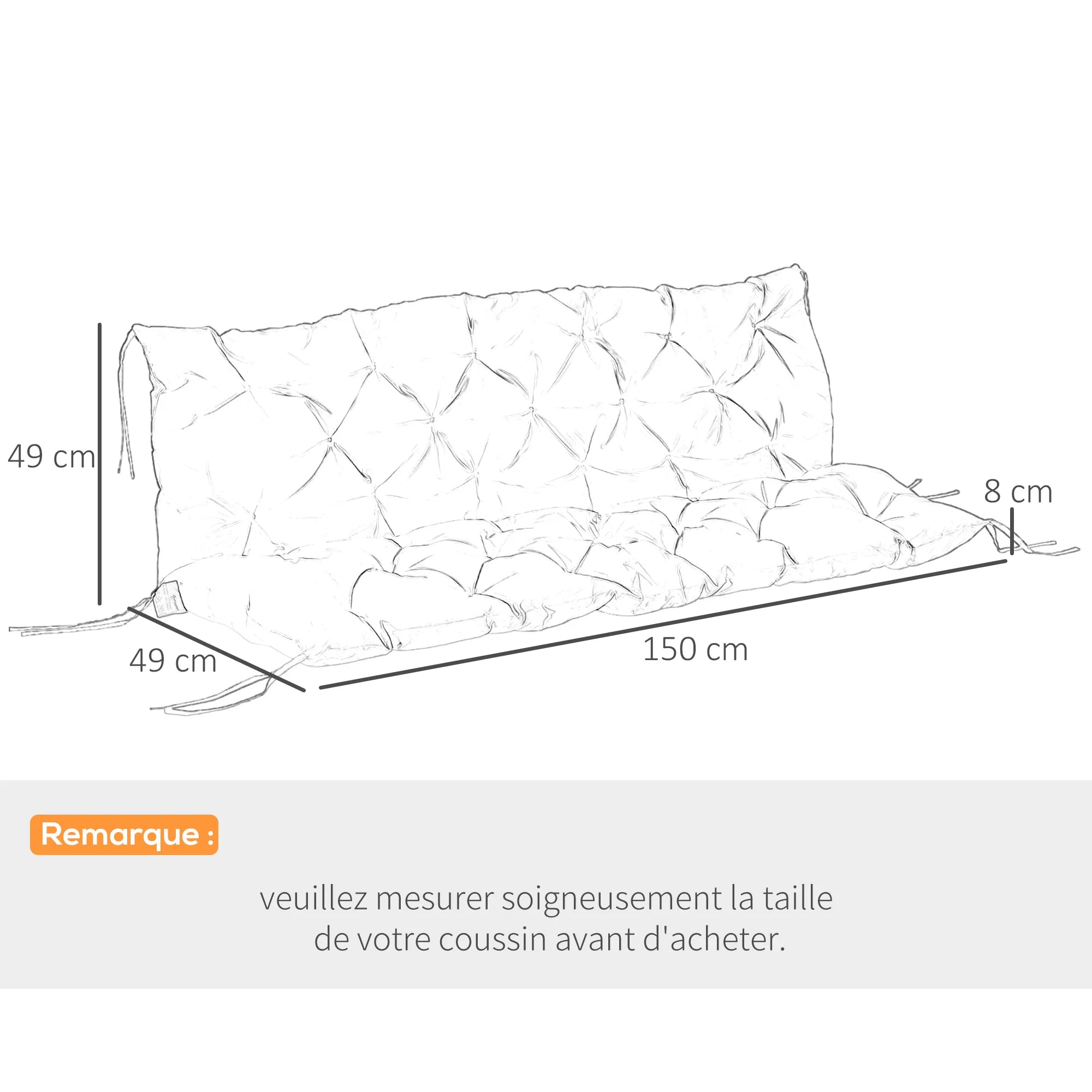 3 seater Bench Cushion with Straps, Can Be Used As A Backrest, Suitable for Indoor/outdoor Use, Also Suitable for Benches, Garden Benches, Garden Furniture, Swing Chairs - Dark Gray.