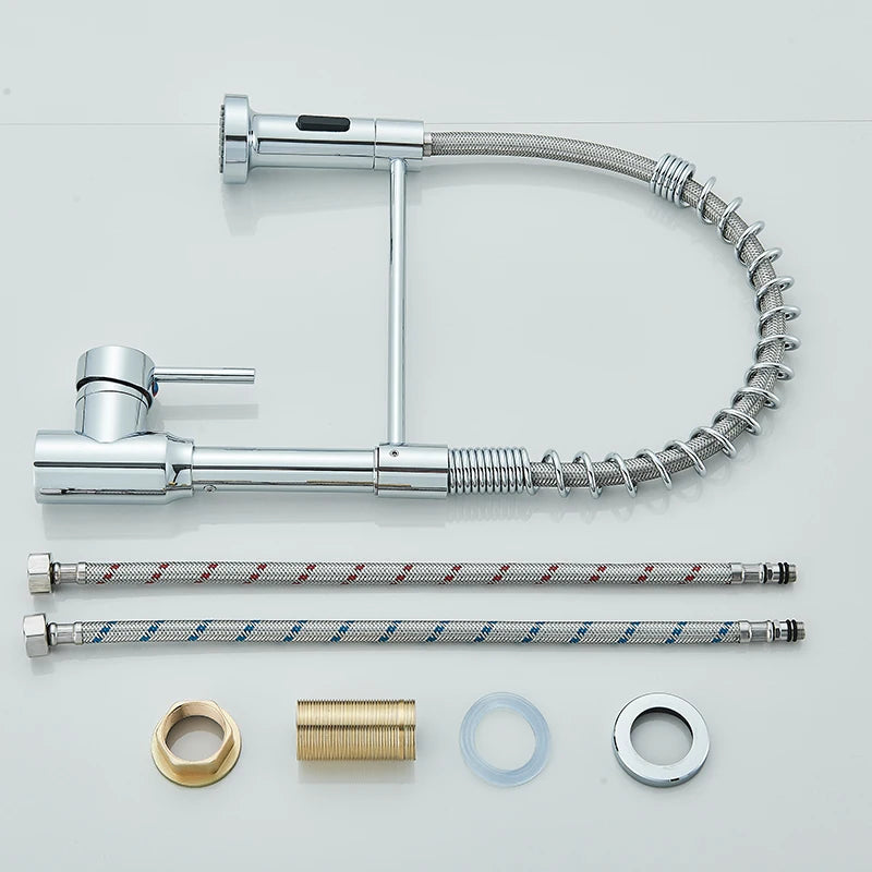 Pull Down Kitchen Faucet, Single, 360° Swivel, Dual Function Nozzle