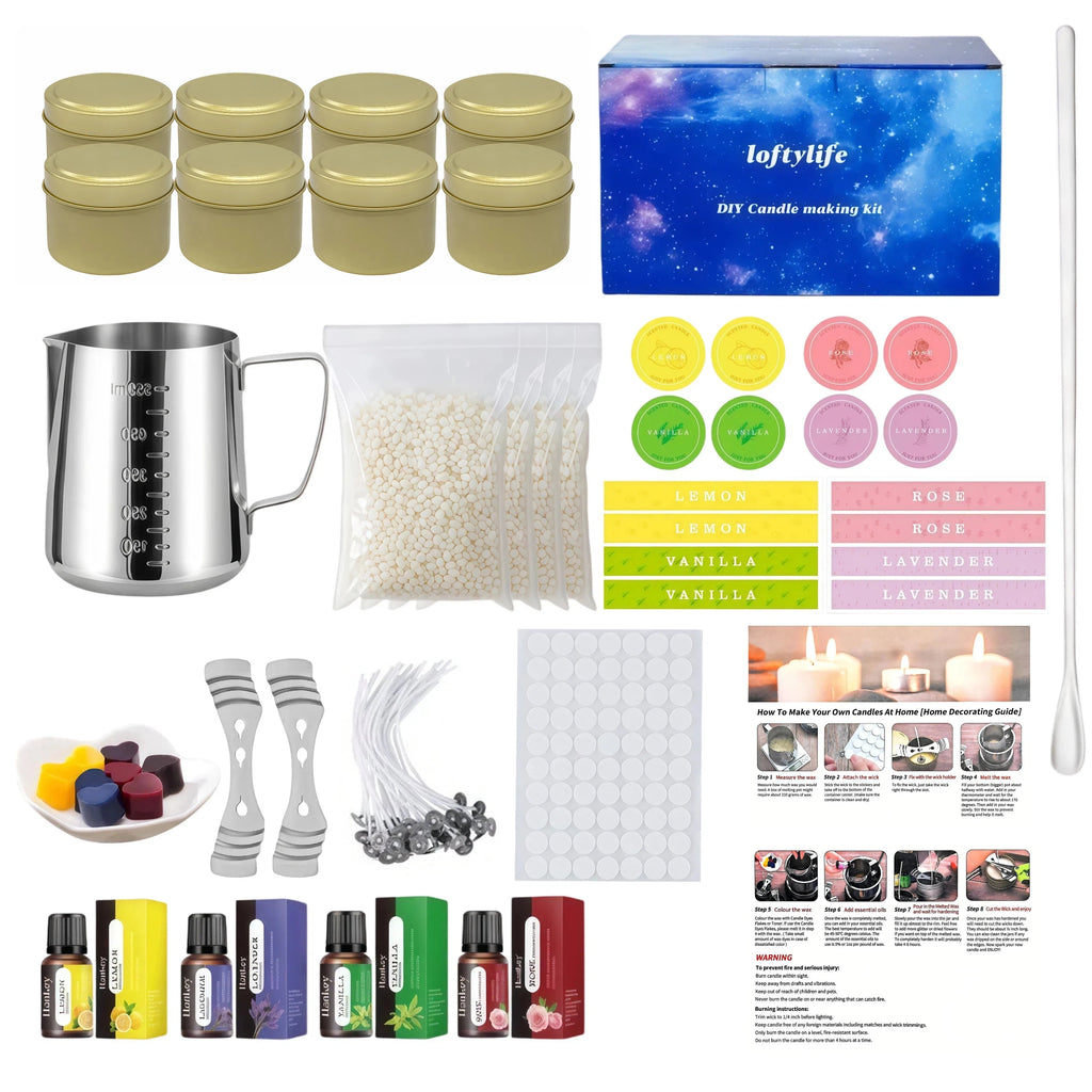 loftylife Candle Making Kit for Beeswax DIY Candle Crafting Kit with Essential Oils And Cotton Wicks Home Decor And Relaxation