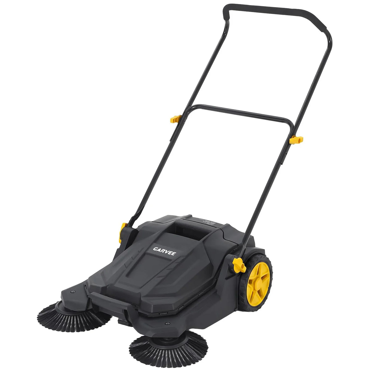 HiMiss 25.6" Manual Push Floor Sweeper, Walk-Behind Sweeper With 5-Gallon Bin, Adjustable Foldable Handle For Garage Patio Driveway