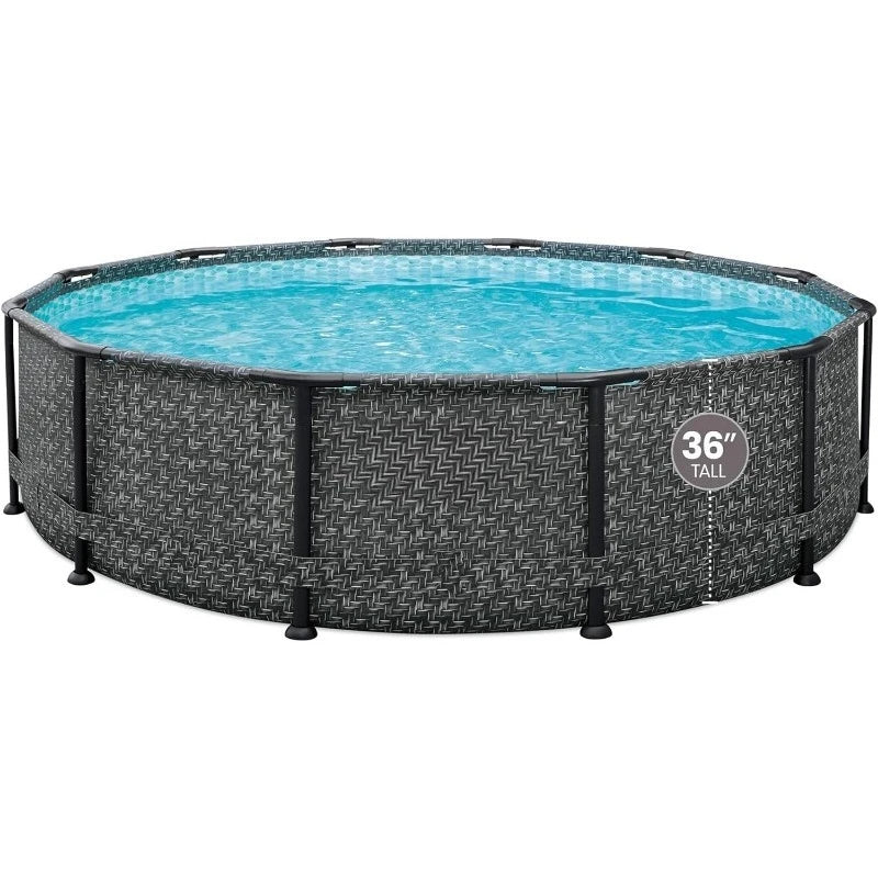 12' x 36" Round Above Ground Swimming Pool Set with 2-in-1 Filter Pump & Ladder - Easy Setup for Backyard Fun