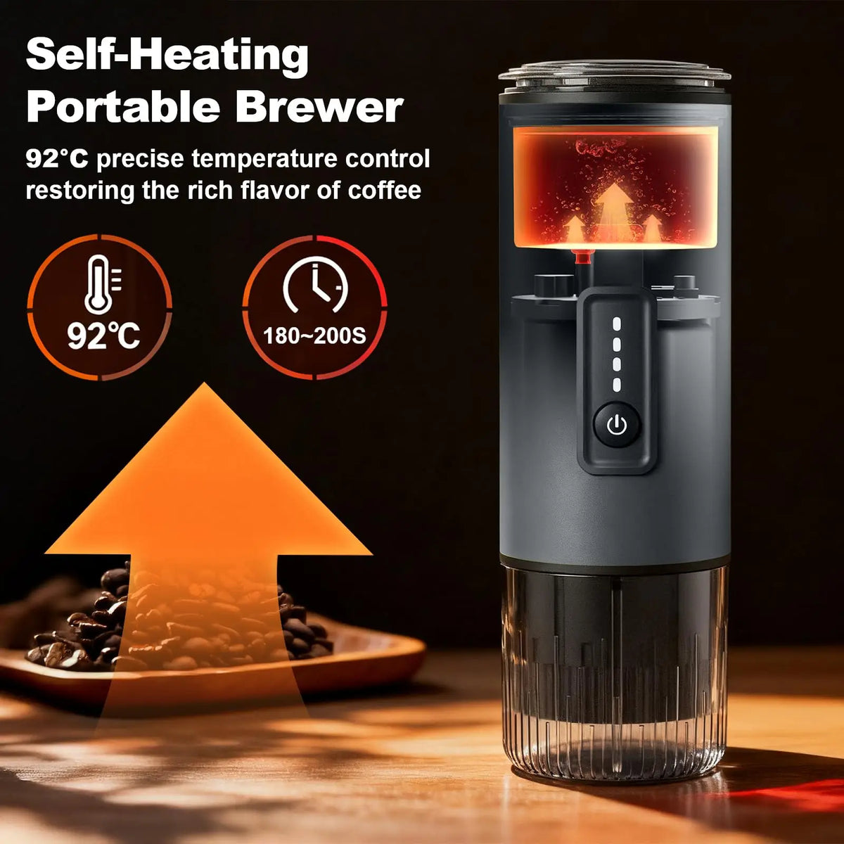 Model Number: AEG2523-grey Portable 3 in 1 Electric Espresso Coffee Maker Rechargeable Self Heating Brewer with Carrying Bag and Stand for Camping Hiking
