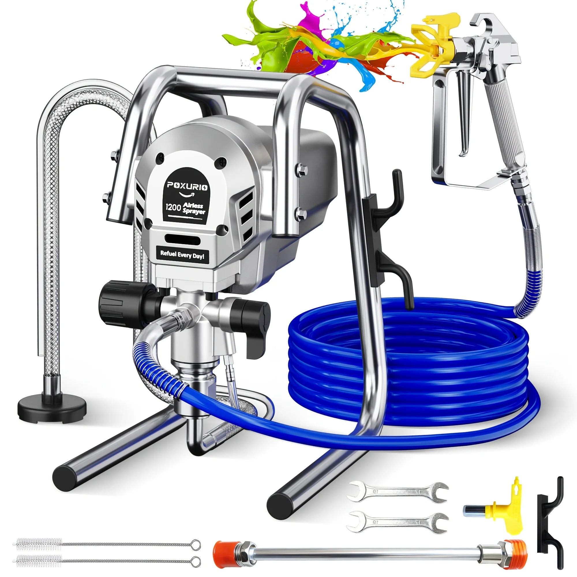 Litekon 1200W Heavy-Duty Airless Paint Sprayer, 3300PSI High Pressure & 40.58oz/Min High Flow For Fast Painting, Up To 30% More Coverage With Less Overspray, For Interior/Exterior Walls, Fences, Furniture