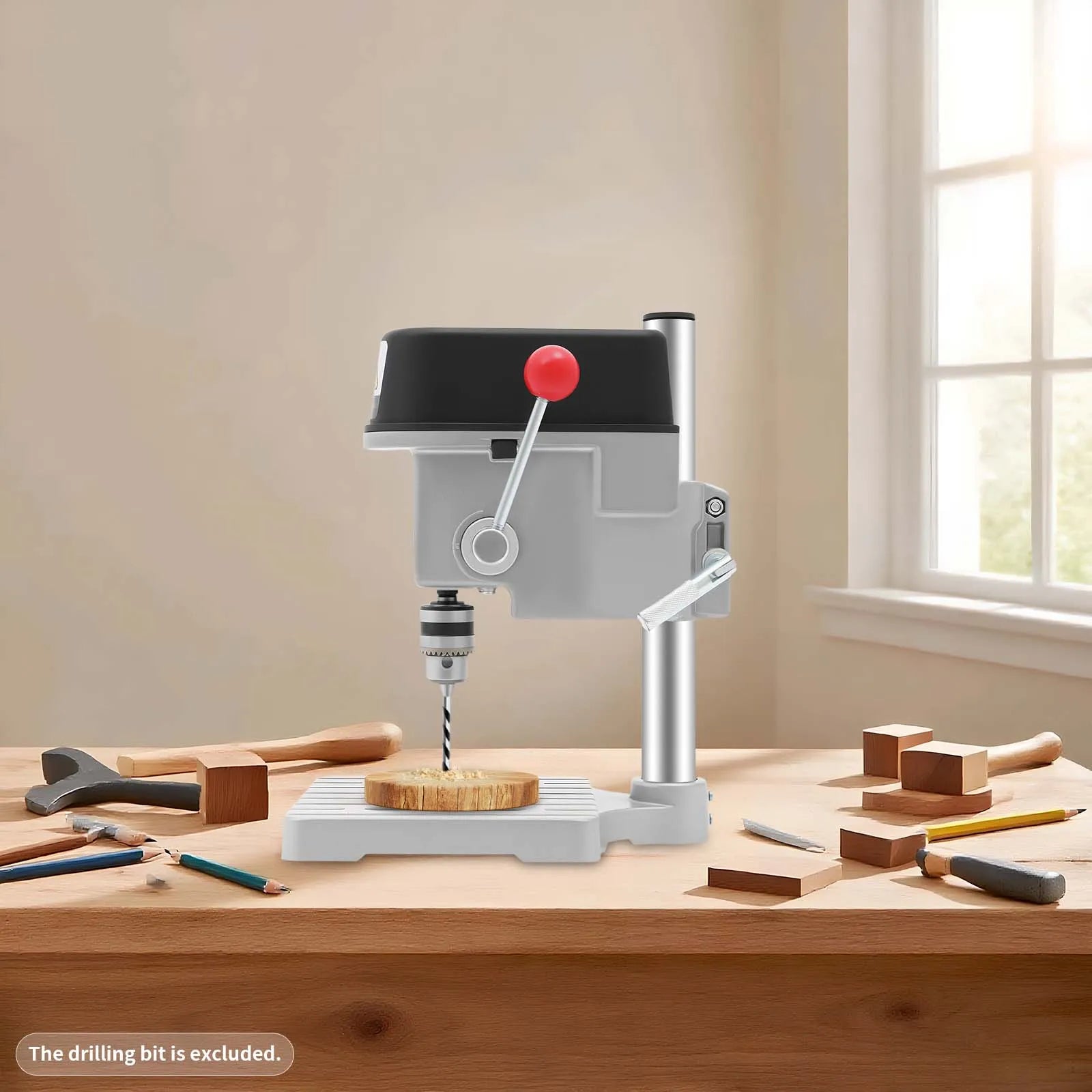 5158A 340W Mini Benchtop Drill Press 3-Speed Bench Wood Metal Hole Drilling Machine for DIY Crafts, Furniture,110V