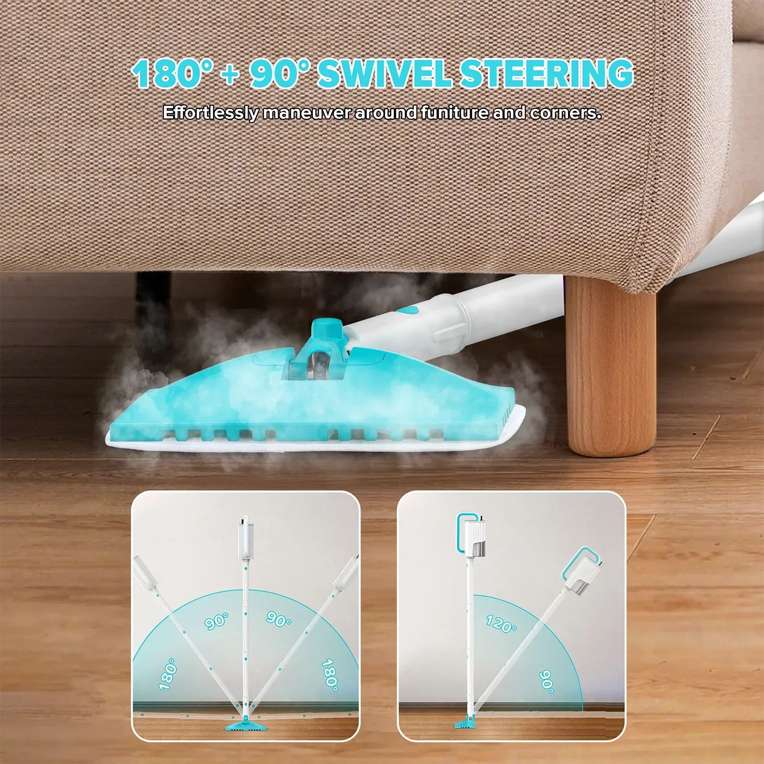 INSE Steam Mop 1200W Powerful Scrubbing Steam Vac Mop High Temperature Detachable Hard Floor Steam Cleaner for Carpet Kitchen F1