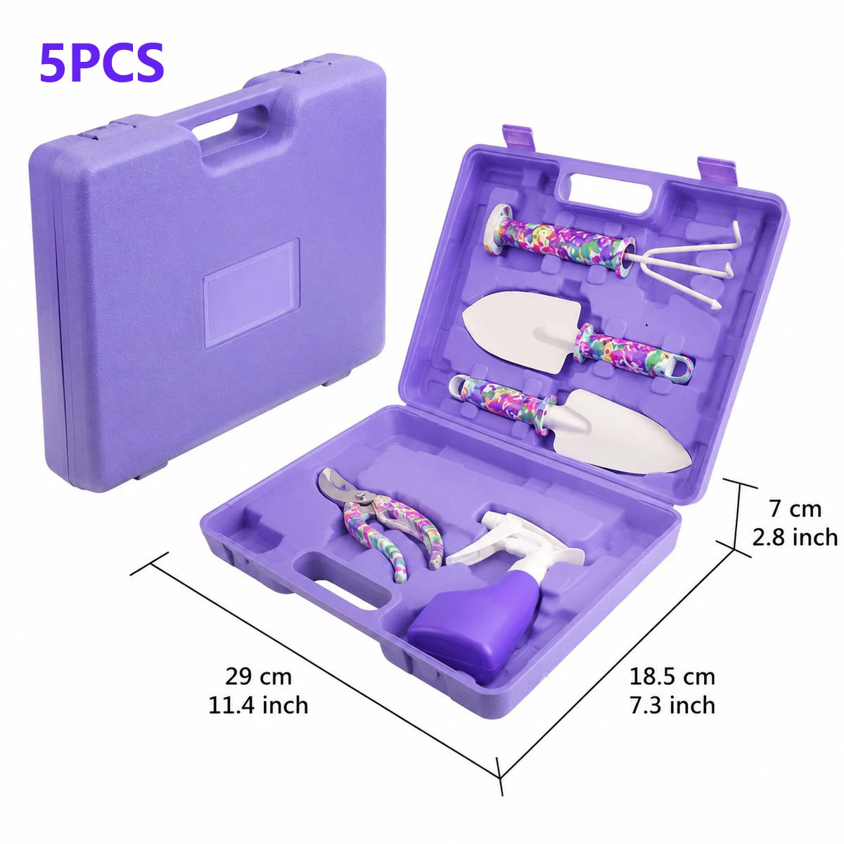 5/10 Pcs Gardening Tools Set with Carrying Case and Floral Print Ergonomic Handle Trowel Rake Weeder Pruner Shears Sprayer Gifts