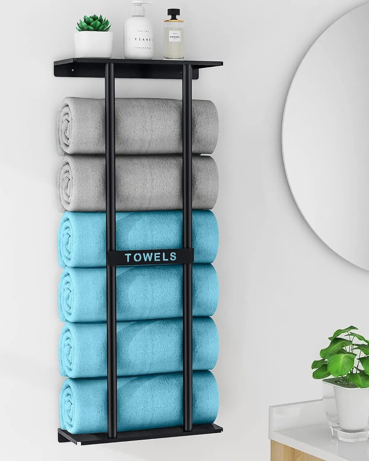 Towel Racks for Bathroom, Bathroom Towel Storage Wall Mounted 30 inch with Shelf Can Holds 6 Large Towels, Wall Towel Rack