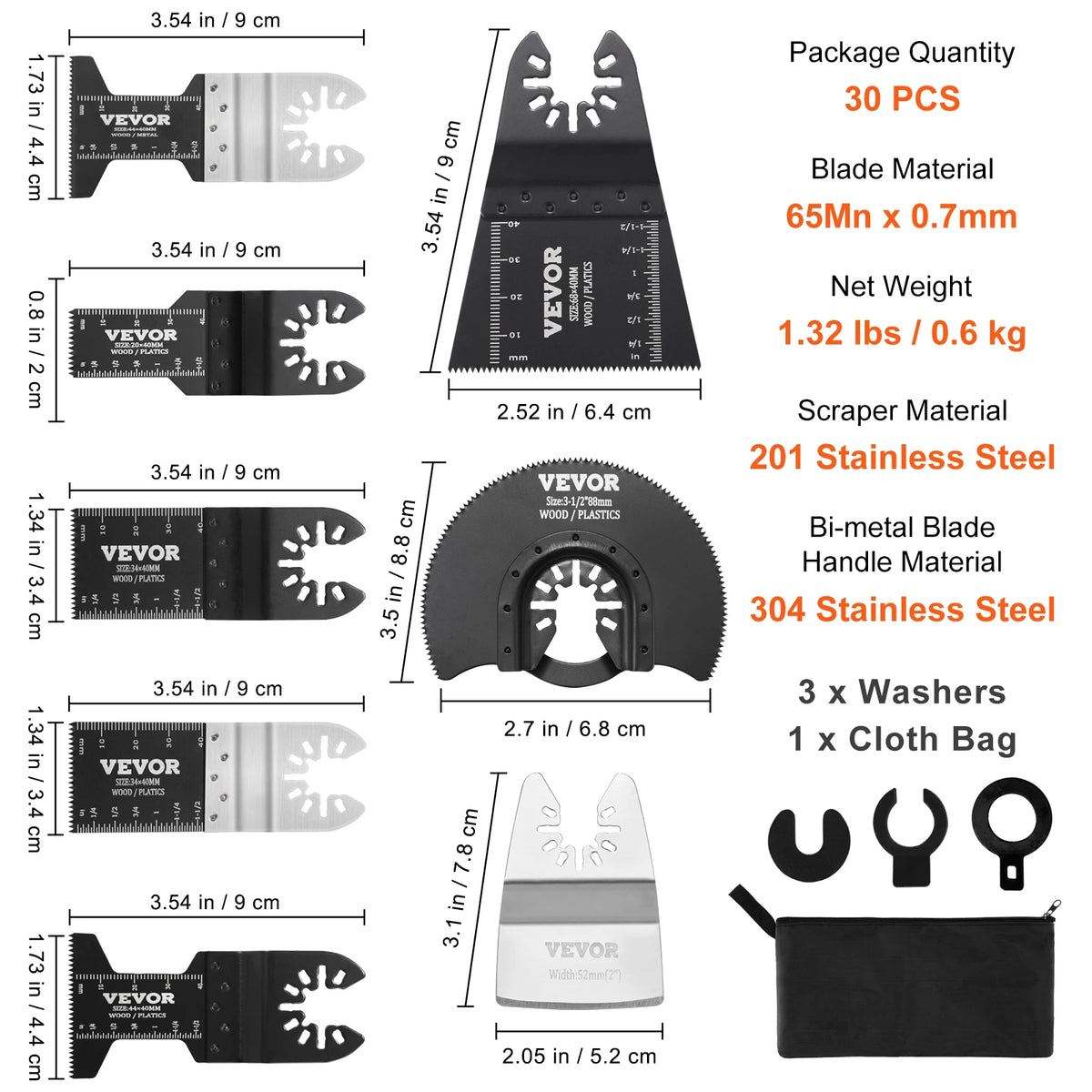 SucceBuy 30PCS Multi Tool Blades, Universal Release Oscillating Multi-Function Renovator Saw Blades for Craftsman