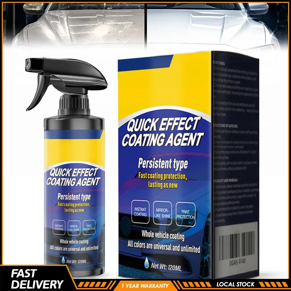 120ML New Car Multifunctional Quick Effect Coating Agent Spray 3 in 1 High Protection Quickly Coat Car Wax Auto Scratch Wax Polish Spray Waterless Wash