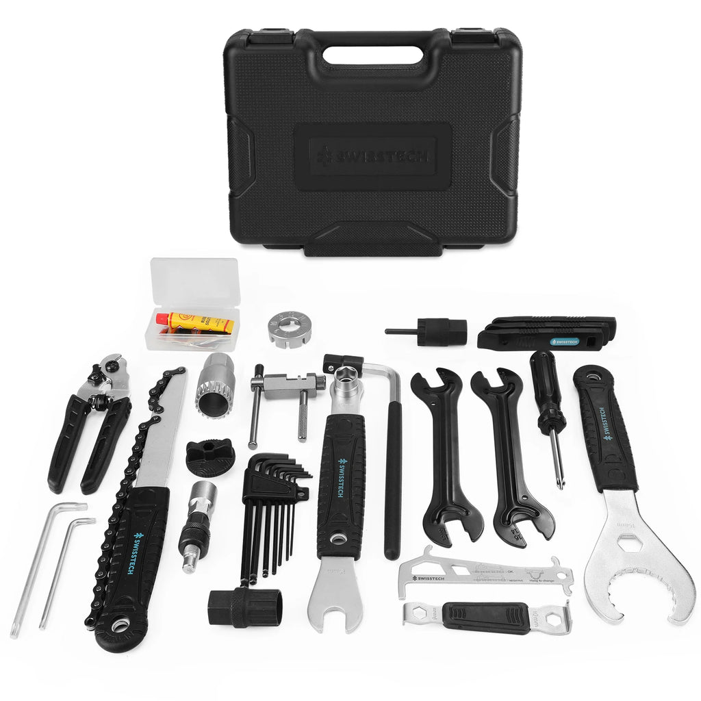SwissTech 30 Piece Bike Repair Tool Kit, Bicycle Maintenance Tool Set w/Storage Case, Bike Accessories for Mountain/Road Bikes