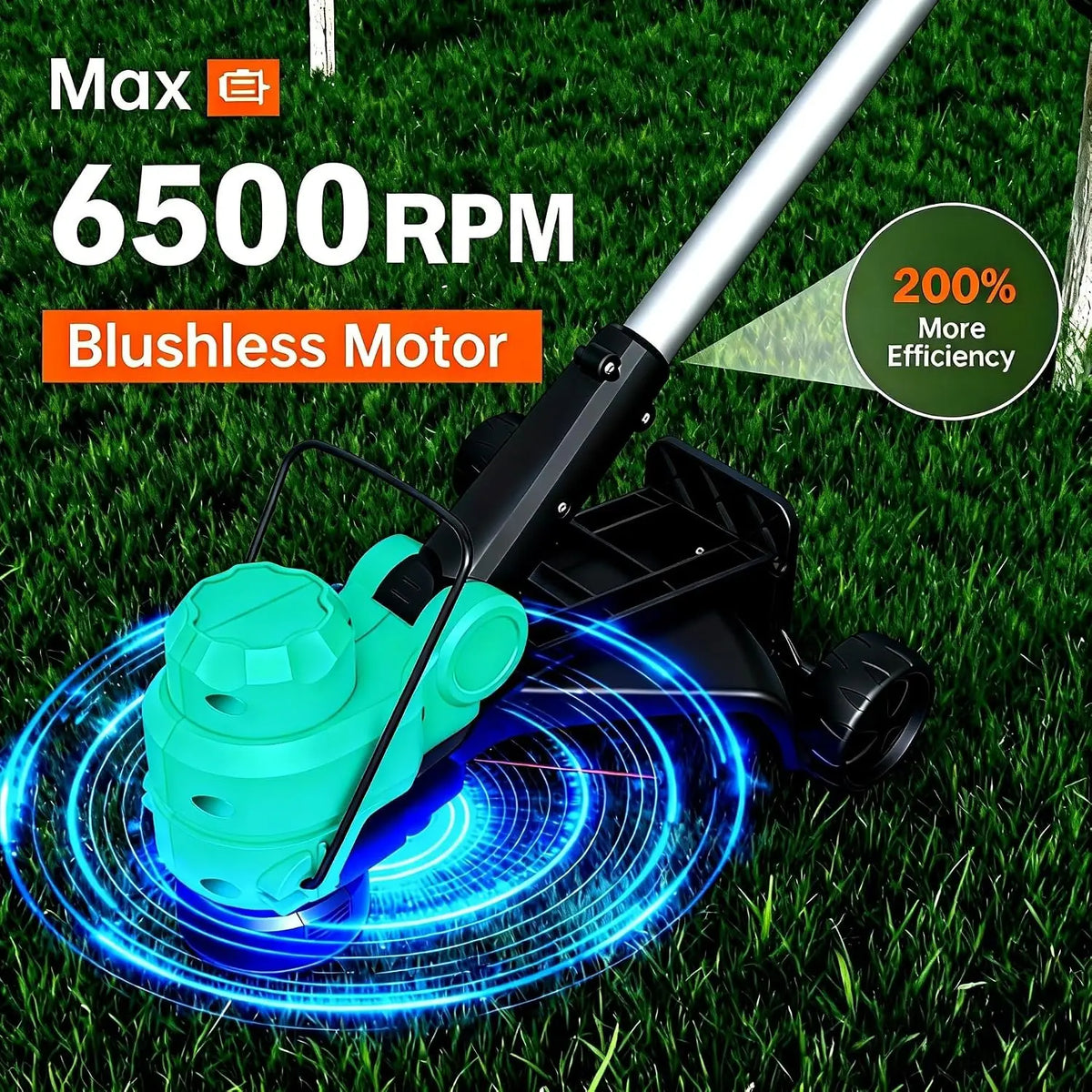 Tacleekii 12" Cordless Weed Wacker String Trimmer Cordless Grass Trimmer with 2 X 2.0Ah Batteries Fast Charger with Wheels