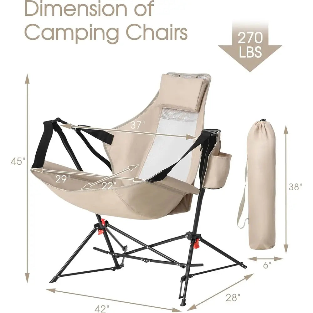 Hammock Camping Chairs Set o 2- Portable Swinging Chair or Adults with Stand and Storage Bag, Oversized folding Rocking or Lawn Chair