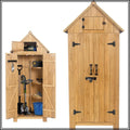 Wooden Outdoor Storage Shed, 70" Tall Double Doors Lockable Waterproof for Garden Backyard