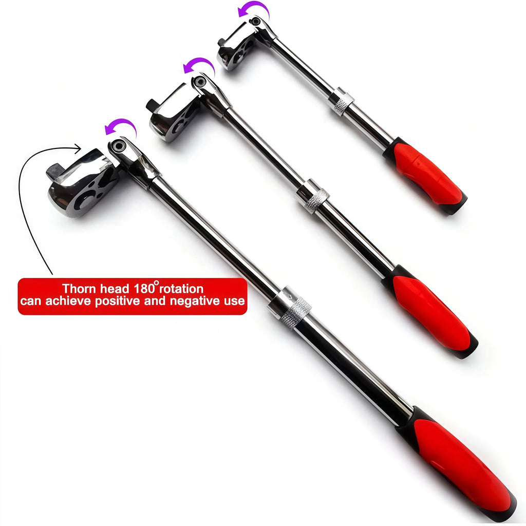 Durable Chrome Vanadium Steel Ratchet Wrench Set, 72 Teeth, Telescopic Handle, Quick Release, 1/2, 3/8, 1/4 Inch for Automotive