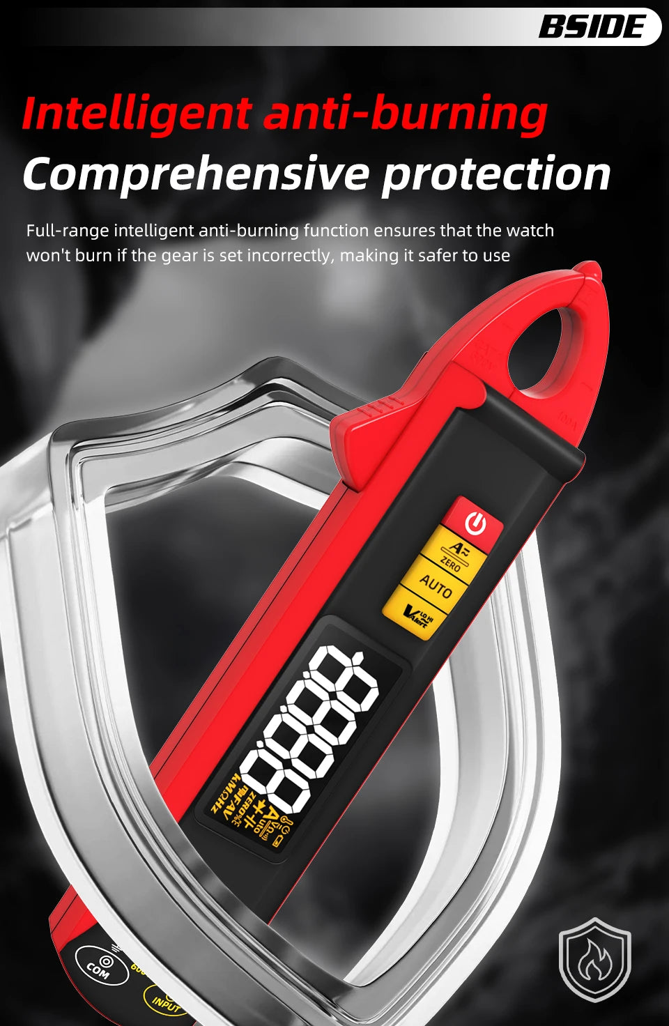 BSIDE Clamp Multimeter True RMS 6000, DC/AC 100A 1mA Auto Current Meter, Intelligent Burn-Proof Digital Clamp Meter for Electricians