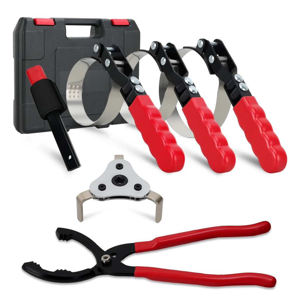 Nilight Swivel Oil Filter Wrench Set, Adjustable Pliers and 3-Jaw Tool, Professional Removal Tools Kit Fits 2-1/2 to 6 Inch Filters for Auto Repair, Car, Truck Maintenance