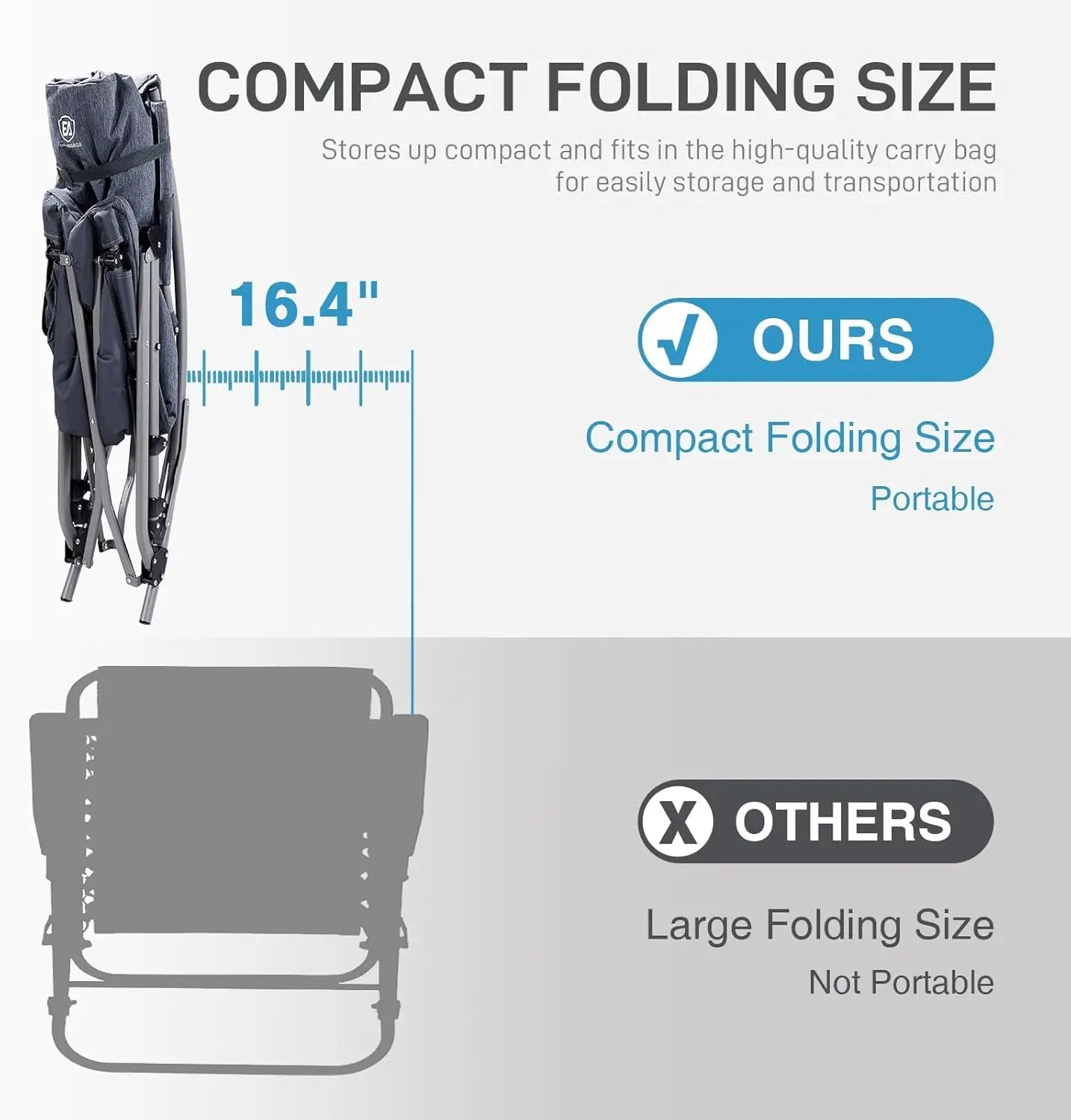 Oversized Folding Rocking Camping Chair, Padded Portable Rocker Chair for Patio, Lawn and Outdoors, Heavy Duty Hard Armchair