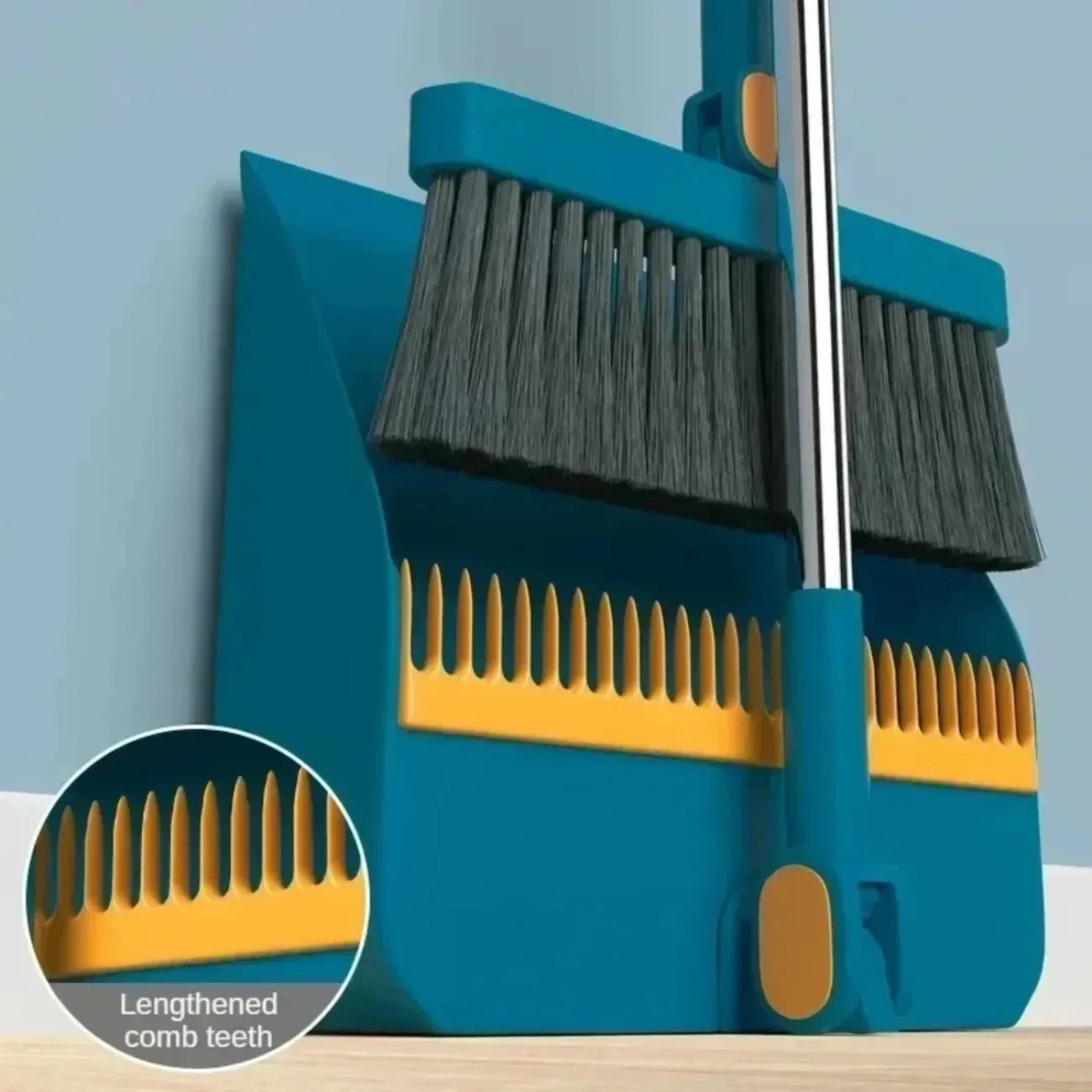 Space-Saving Upright Broom Set – Long-Handle Sweeping Kit with Locking Dustpan for Kitchen, Dorm, Classroom & Garage