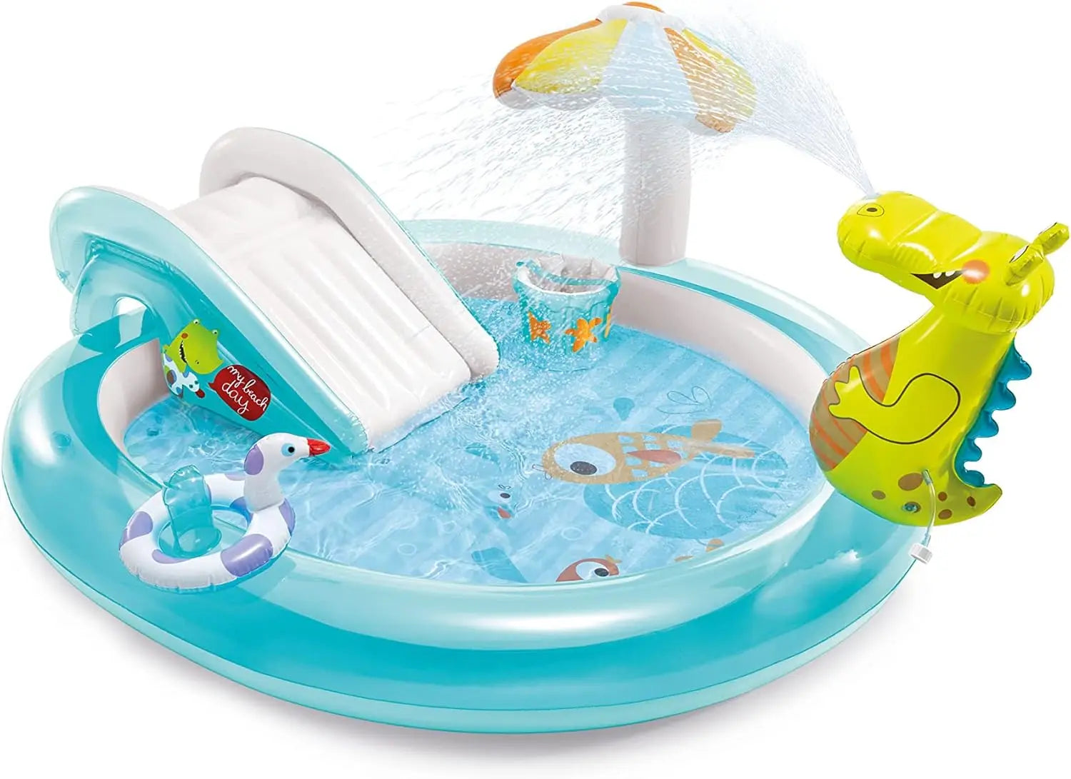 Gator 6.6' x 5.6' x 4" Outdoor Inflatable Kiddie Pool Water Play Swim Center