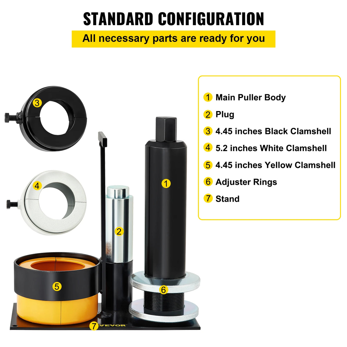 SucceBuy Carrier & Pinion Bearing Puller Compatible with Dana 30,40,50,60,70, 80, Ford 9/10.25" Tool with 3 45# Steel Clamshells