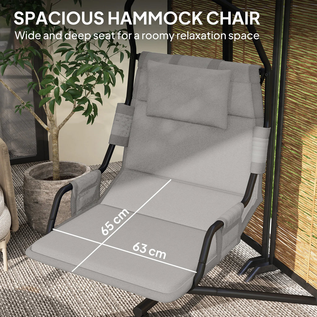 Outsunny Hanging Hammock Swing Chair with PA Coating Cushion, Gray