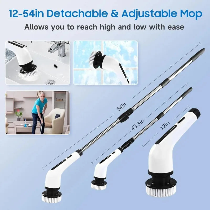2026 Cordless Electric Spin Scrubber with 8 Brush Heads - Waterproof Power Cleaning Brush for Bathroom, Kitchen, Toilet, Shower