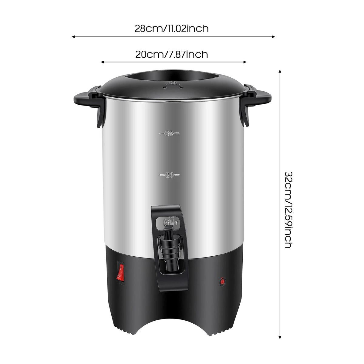 Hot Coffee Serving Urn 5.2L/175oz, 304 Stainless Steel Coffee Maker with 1000W Fast Heating, Hot Water Dispenser for Office Party Restaurant, Silver