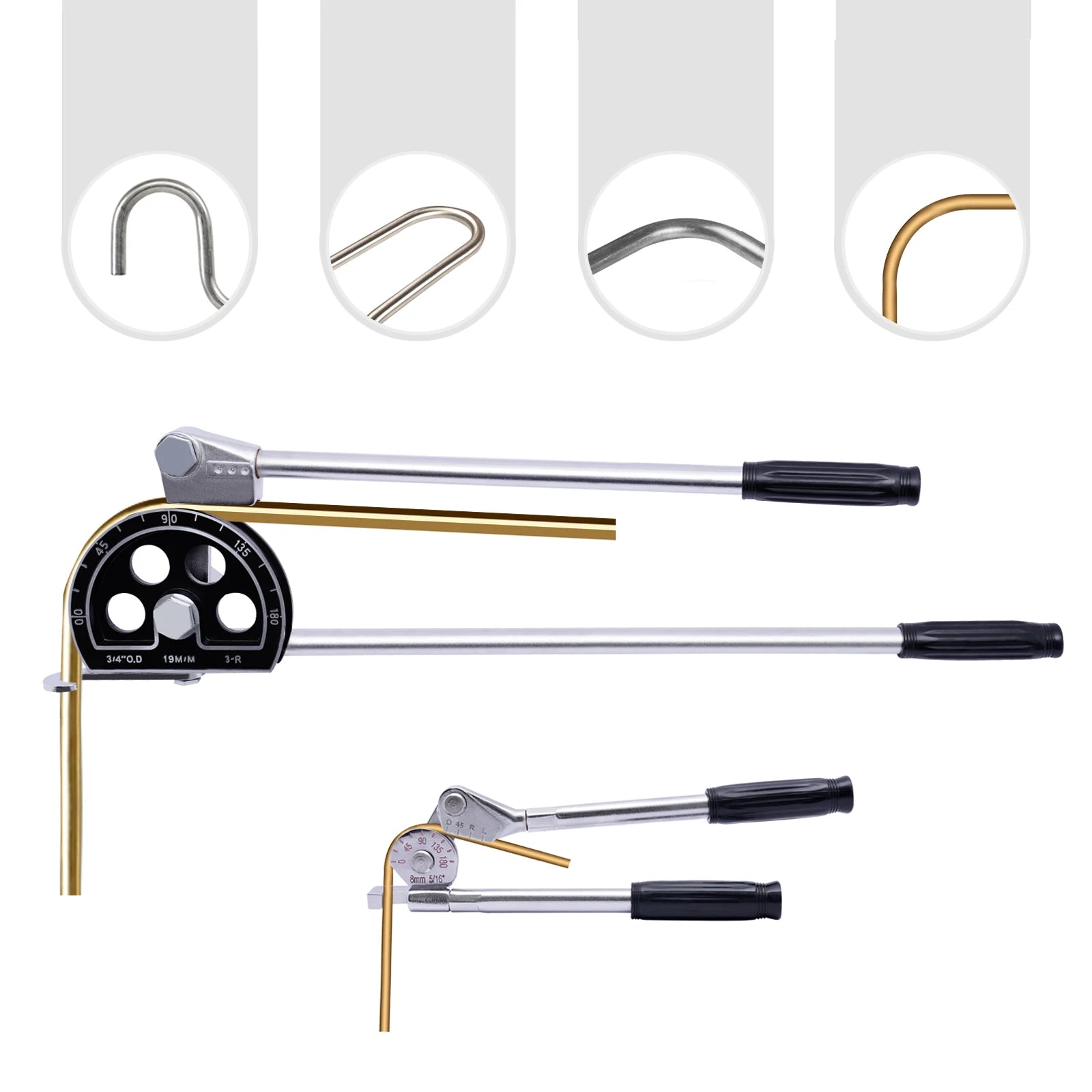 Siver 3/4'' Manual Tube Pipe Bender 180° Plumbing Tools For Steel Copper And Aluminum Used In Many Fields