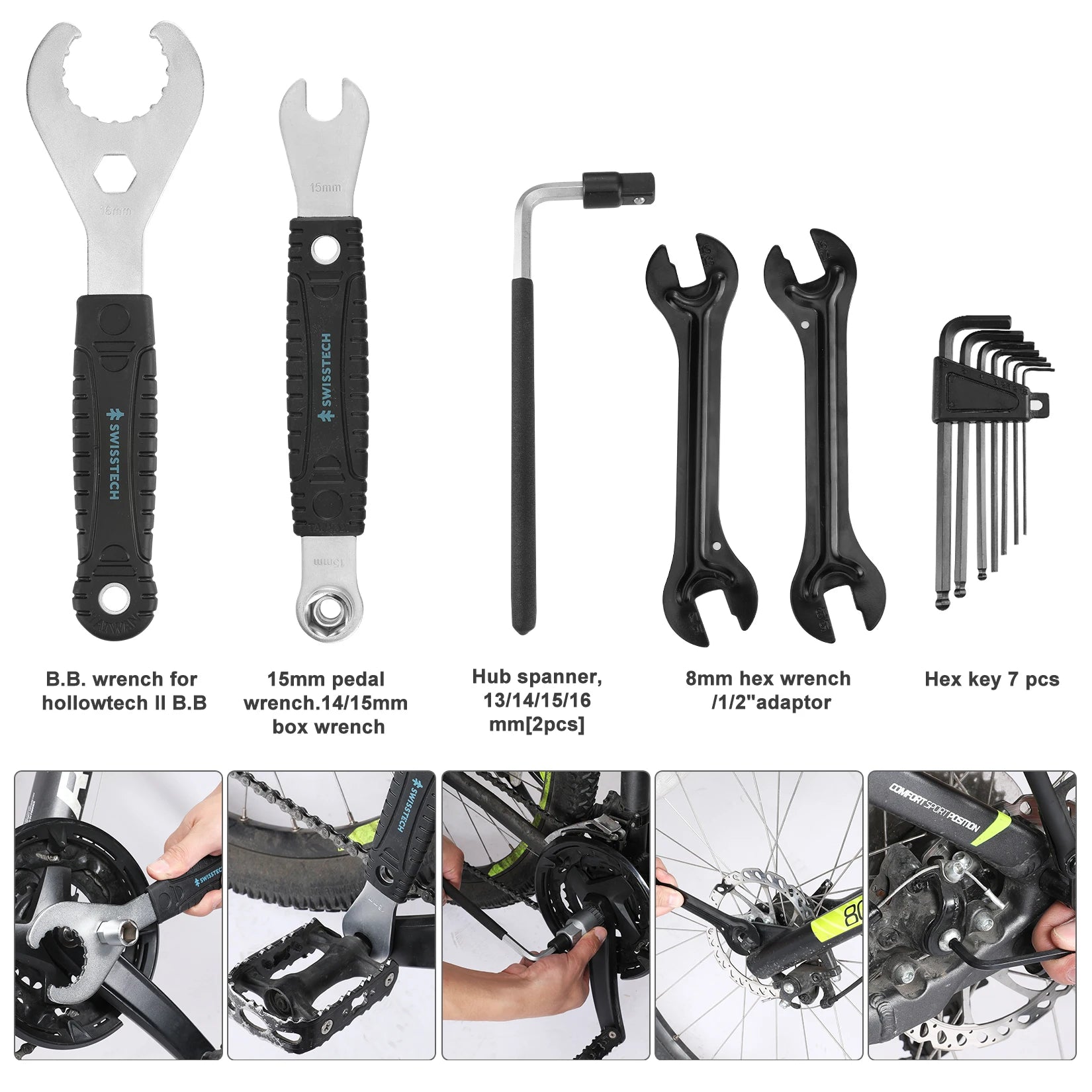 SwissTech 30 Piece Bike Repair Tool Kit, Bicycle Maintenance Tool Set w/Storage Case, Bike Accessories for Mountain/Road Bikes