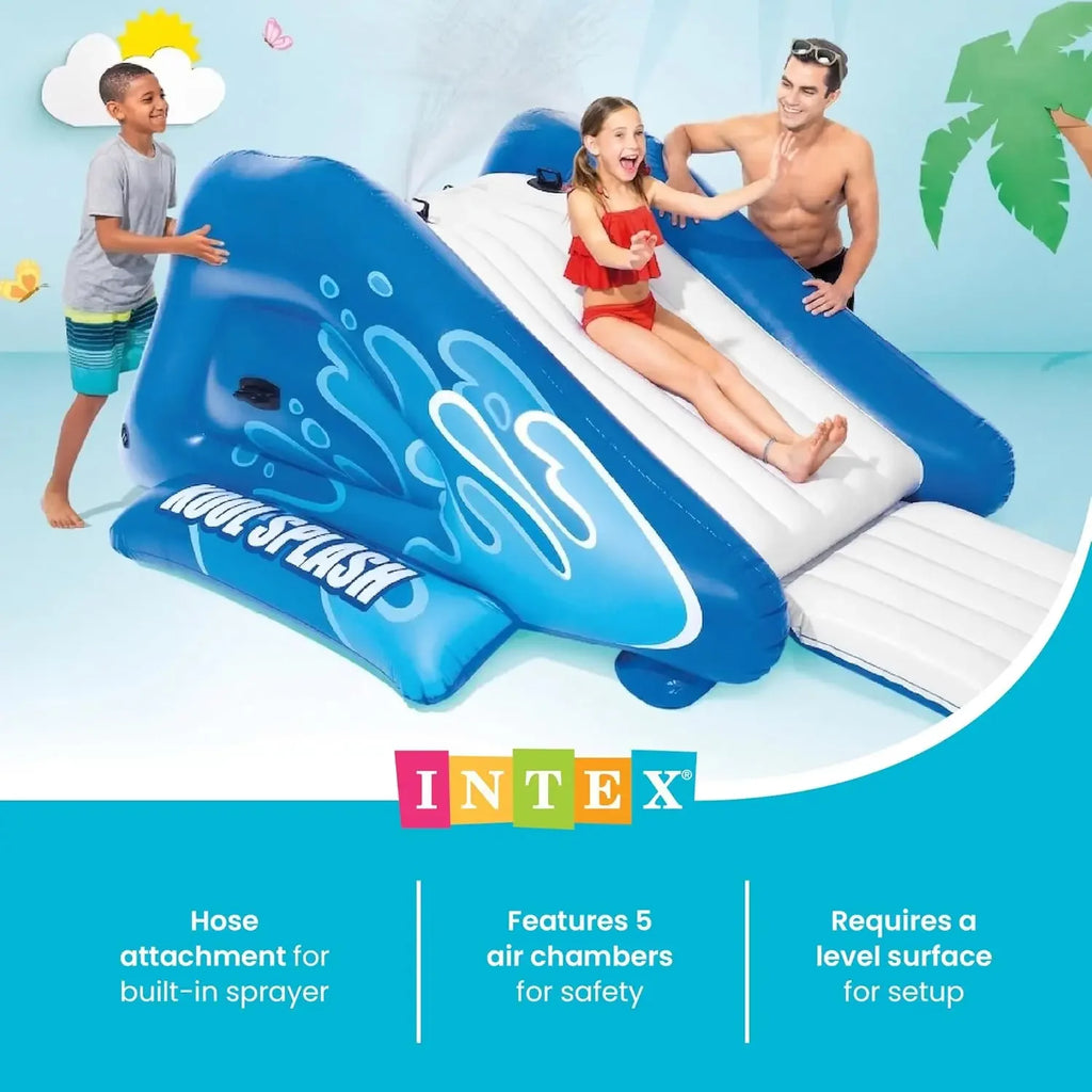 Intex Kool Splash Inflatable Water Slide Swimming Pool Play Center with Built in Sprayers for Kids and Adults, Ages 6 and Up