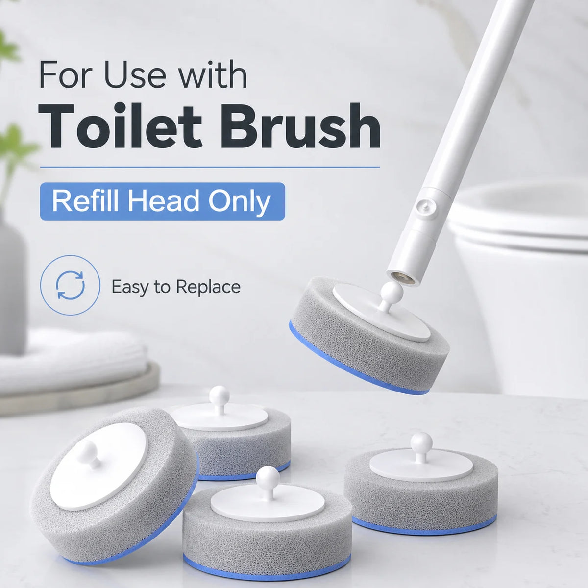 Joybos Grey Disposable Toilet Brush Replacement Heads Disposable Refill Brush Head For Bathroom Toilet‑Cleaning
