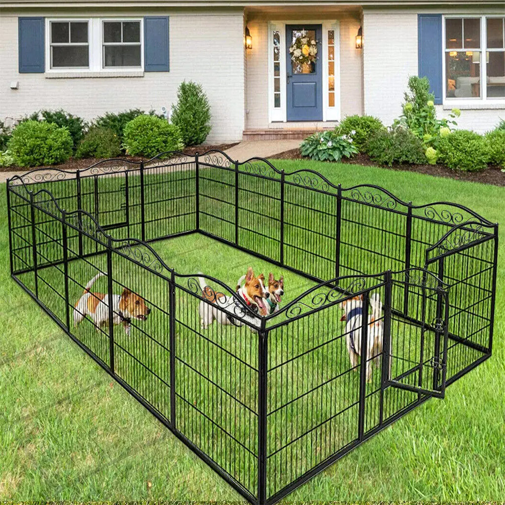 8 Panels Heavy Duty Metal Dog Playpen, Indoor/Outdoor Foldable Fence with Gate, Metal Pen for Small/Medium Dogs