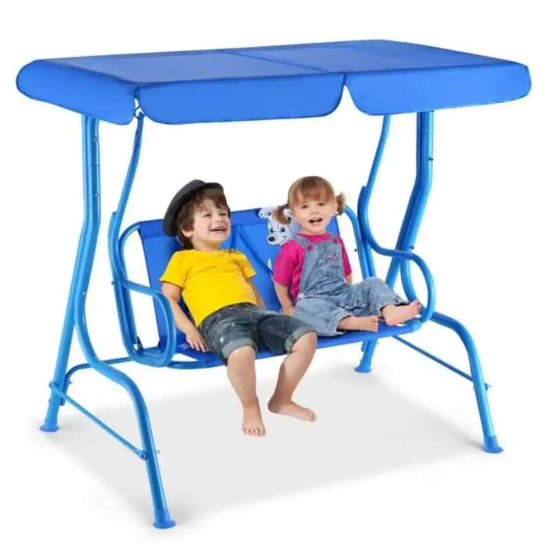Outdoor Kids Patio Swing Bench with Canopy 2 Seats