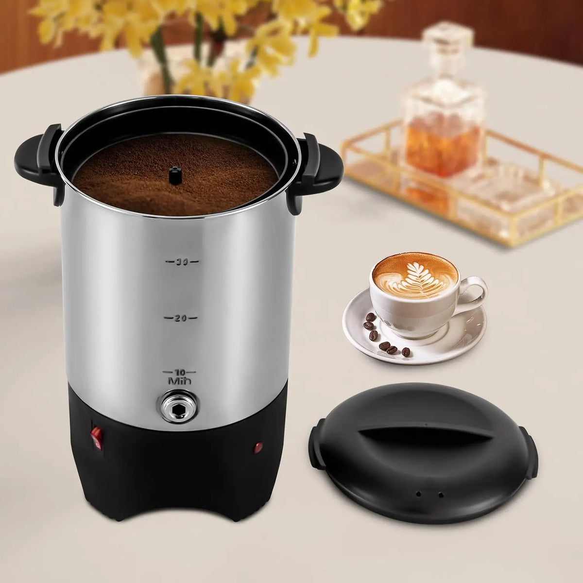 NEWEST 5.2L/1.4Gal 30 Cups Commercial Coffee Urn, 1000W Stainless Steel Commercial Coffee Maker Hot Beverage Dispenser with Percolator & Faucet for Home Party Office Wedding