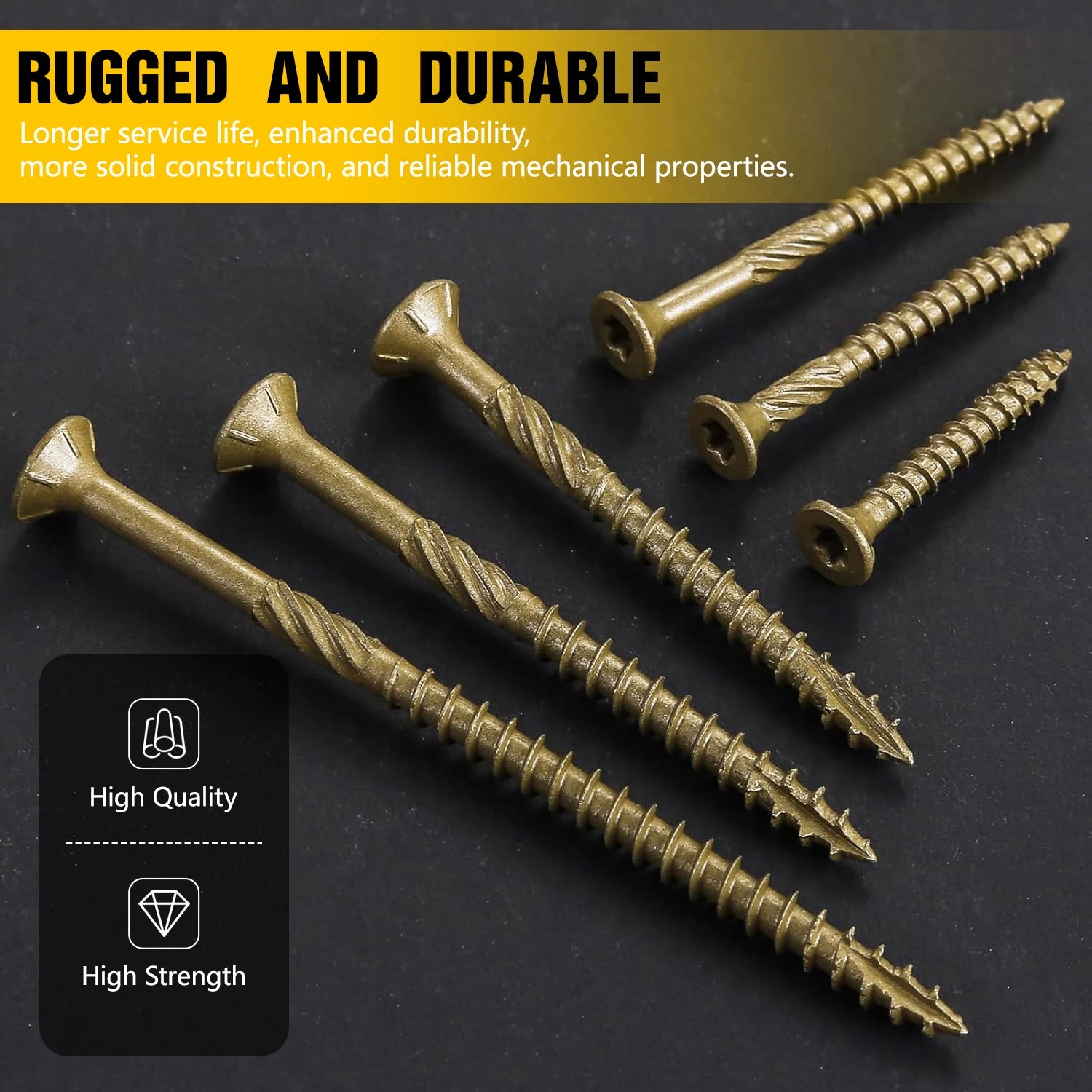 VKKM 200Pcs #8 Torx Wood Screws Kit, Star Drive Self Tapping Outdoor Deck Screws, Heavy Duty All Weather Rust Resistant with Bit for Home DIY