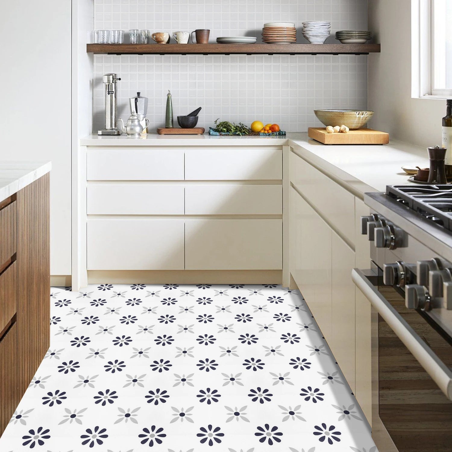 Self-Adhesive Vinyl Floor Tiles - 7.9x7.9 Inch (20x20cm) Grey 10-Pack (4.3 Sq. Ft) Waterproof, Non-Slip Tiles for Kitchen, Bathr