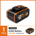 100% Original Worx 20V 8.0Ah Lithium Battery, Rechargeable WA3553 WA3551 WA3553.1 WA3570 for All WORX Electric and Garden Tools