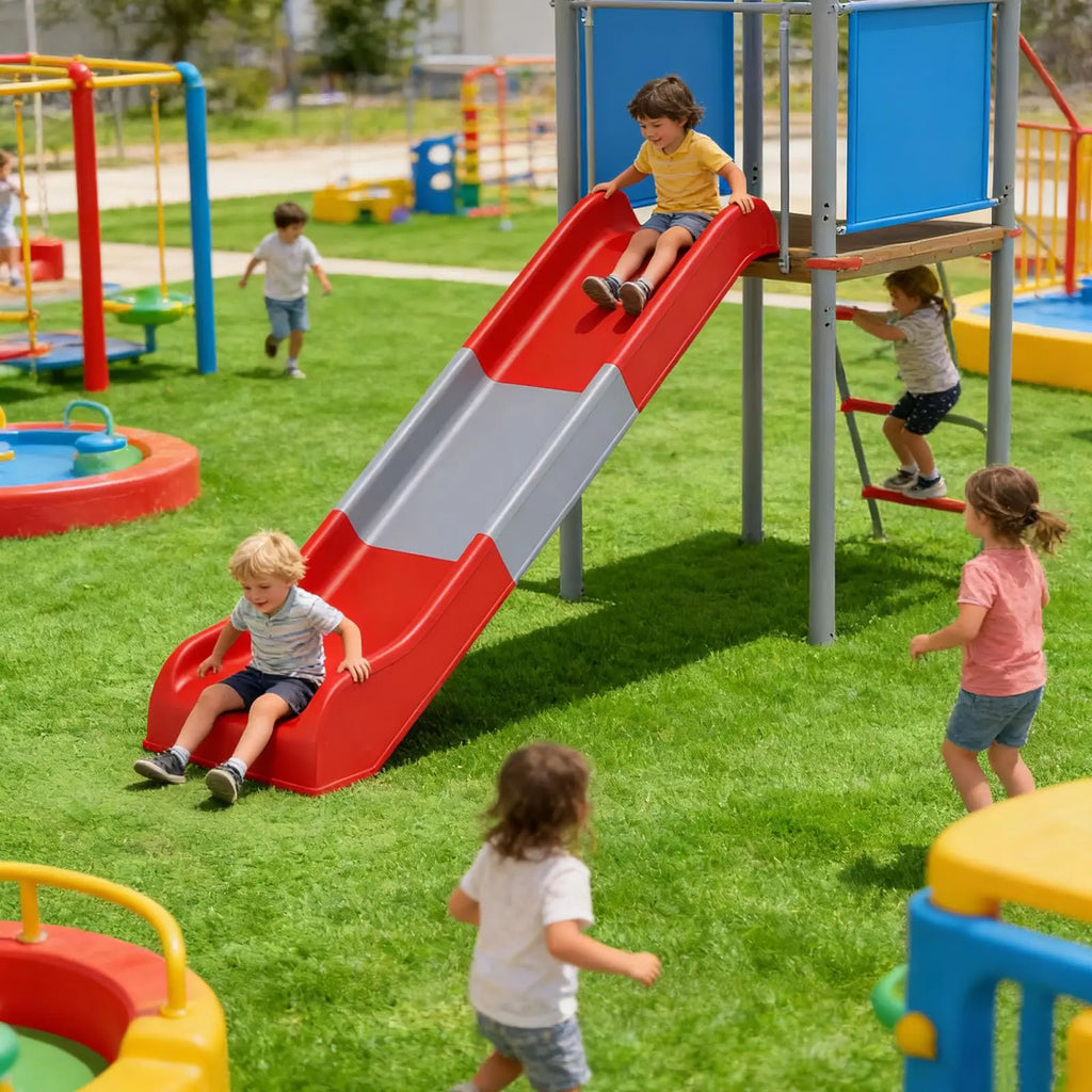 Kids Outdoor Playset Heavy Duty Metal Swing Set With Slide Basketball Hoop Treehouse Backyard Playground Equipment For Children