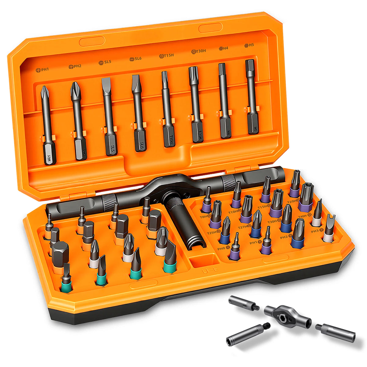 ANX Tech 42in1 Magnetic Ratchet Screwdriver Kit for Home DIY | S2 Steel Bits, Storage Case, Detachable T-Handle, for Computer, Bicycle, Furniture, DIY