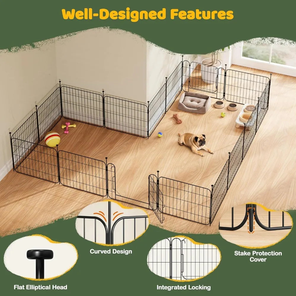 Expandable Dog Playpen, 8 Panel 20-inch Puppy Playpen with Door, Indoor/Outdoor Pet Fence