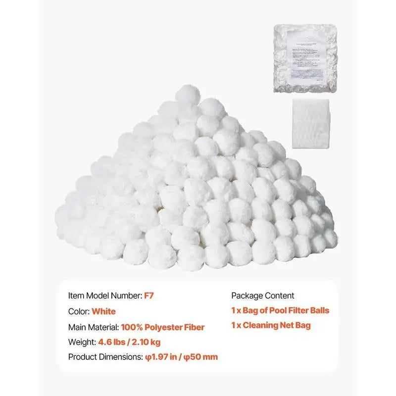 Water Purification Spheres 4.6 lbs For Swimming Pool Above Ground Pool Aquarium Tank Reusable Polyester Fiber Media Mesh Wash Bag Included