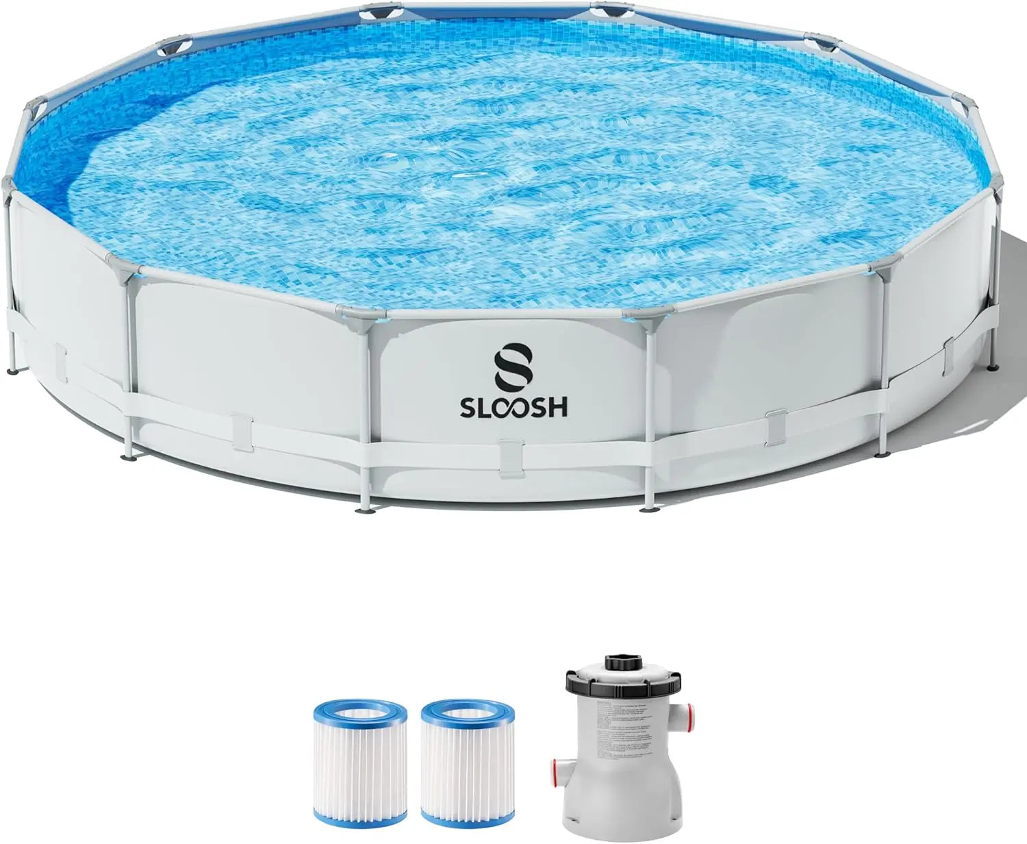 Sloosh-by JOYFY Round Above Ground Pool 10ft/12ft/15ft Outdoor Round Frame Above Ground Swimming Pool Set for Kids Adults with Filter Pump