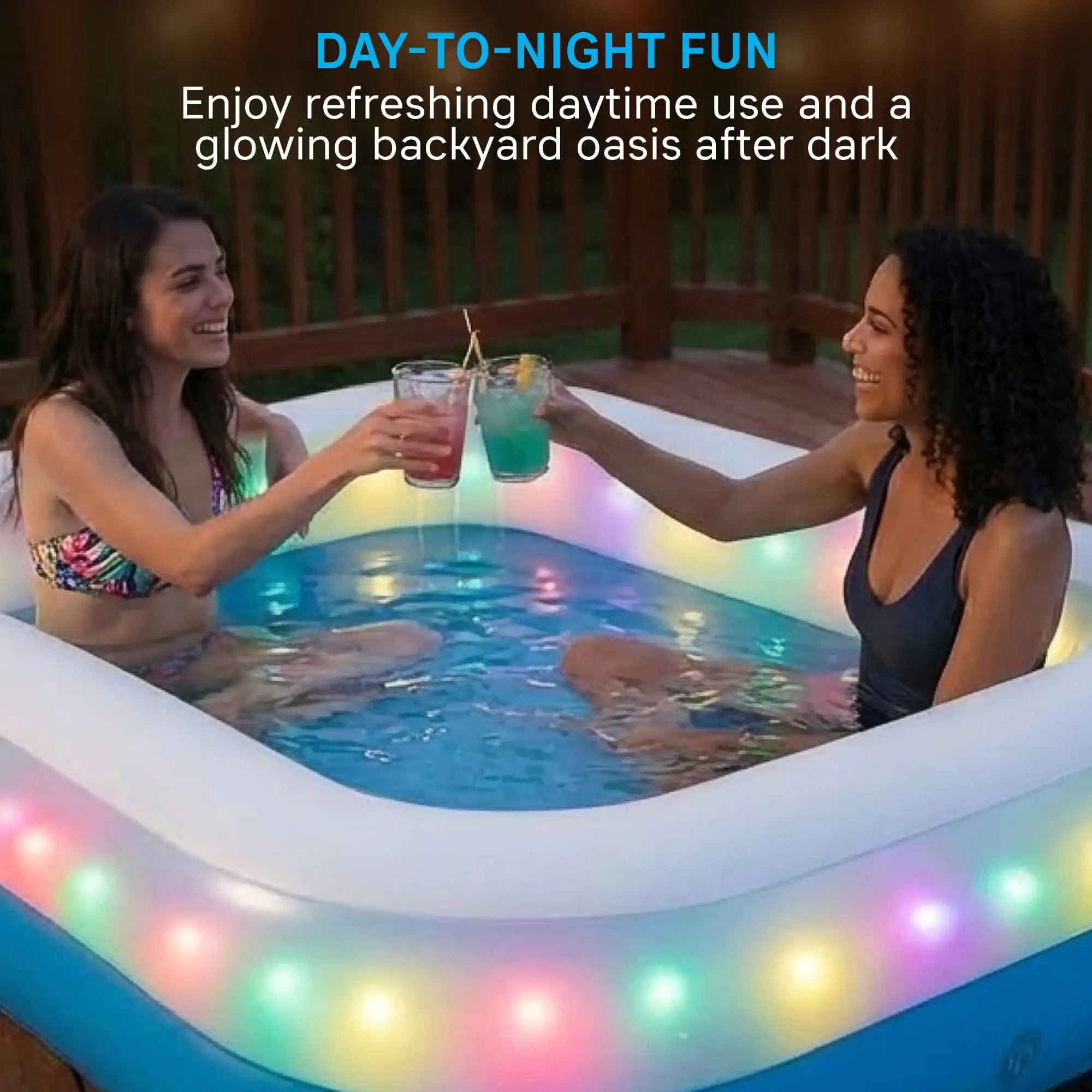 6 ft inflatable swimming pool with multicolor LED lighting