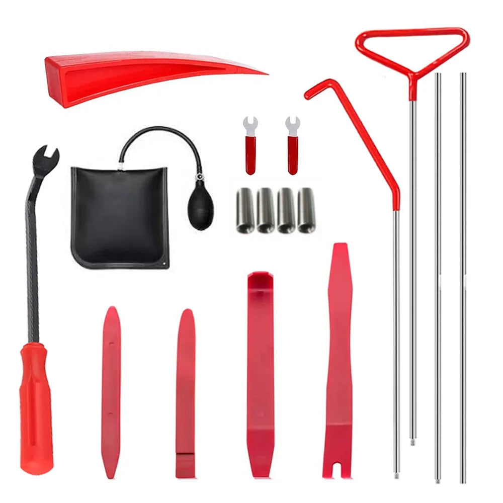 Besper 43/25/17Pcs Car Air Wedge Pump Locksmith Tool Kit Thickened Door Opening Air Bag with Long Reach Grabber Auto Emergency Unlock Repair Tool