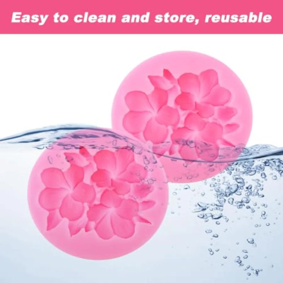 2PCS Flower Silicone Mold 3D Cute Flower Resin Candle Molds for Candle Making Fondant Chocolate Cake Decorating Soap Wax Resin